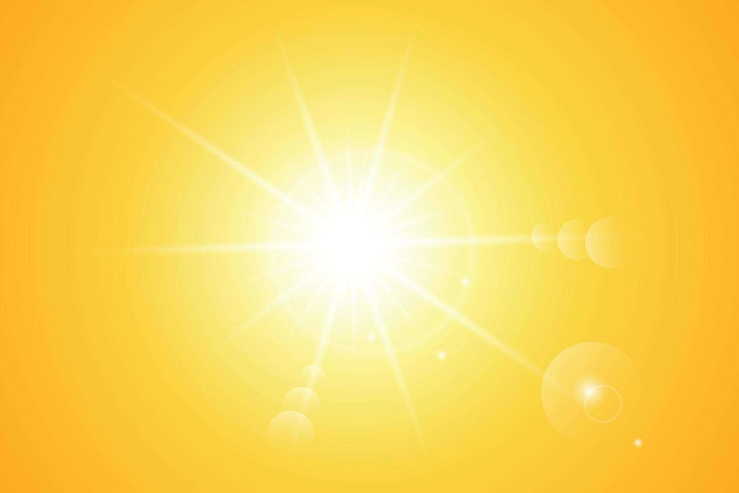 Sun and lens flare on yellow background vector