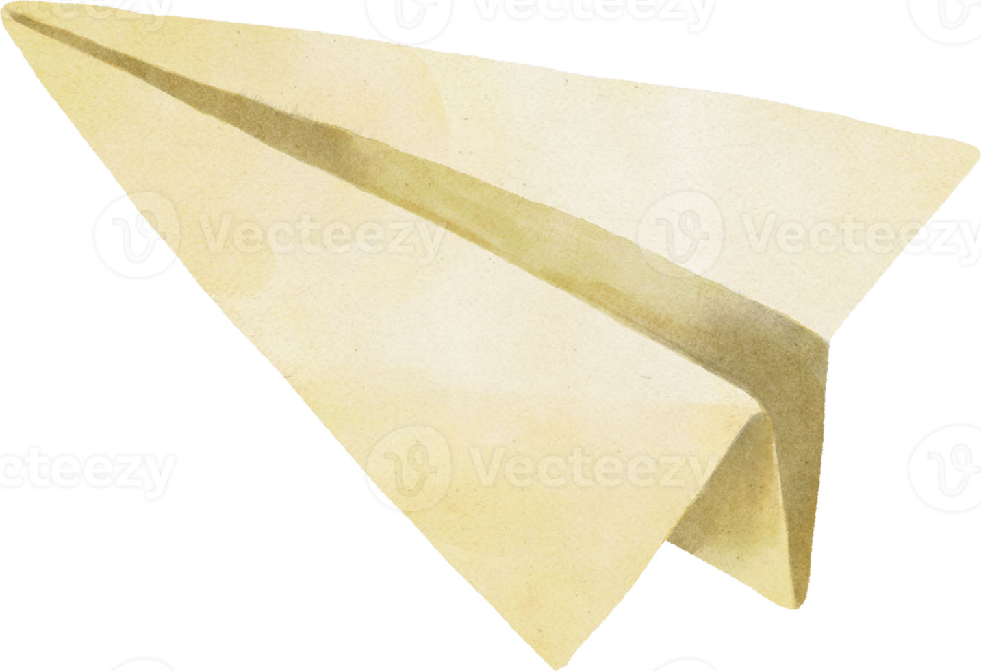 watercolor origami paper rocket plane soft yellow color png