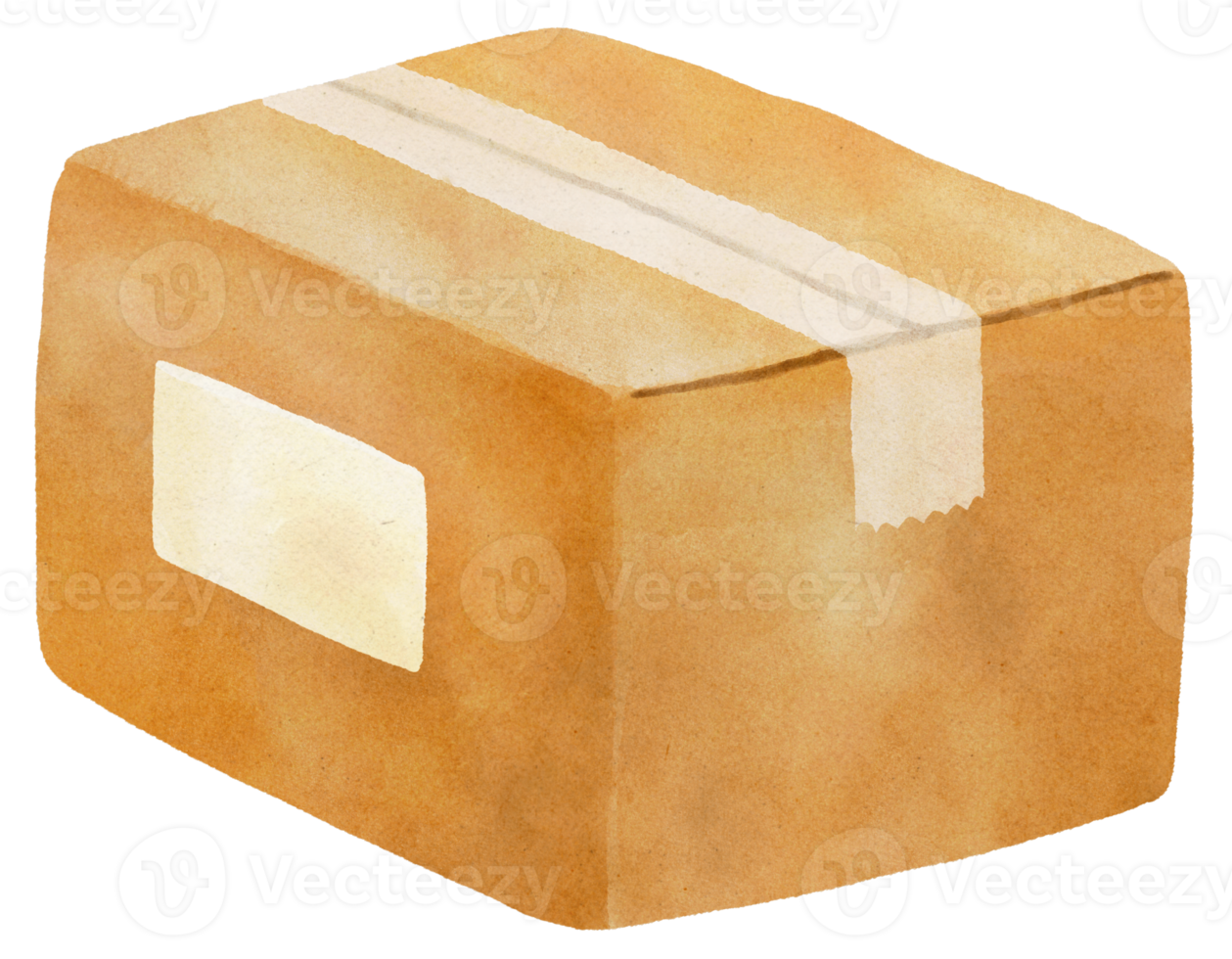 watercolor brown paper cardboard box with tape png