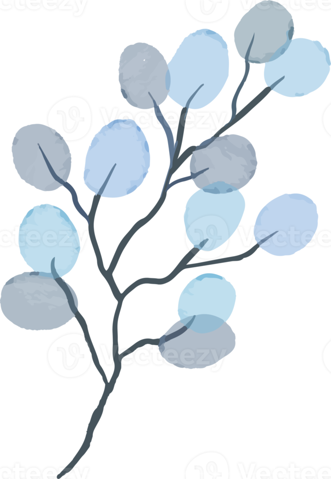 isolerat vattenfärg illustration av blå löv png