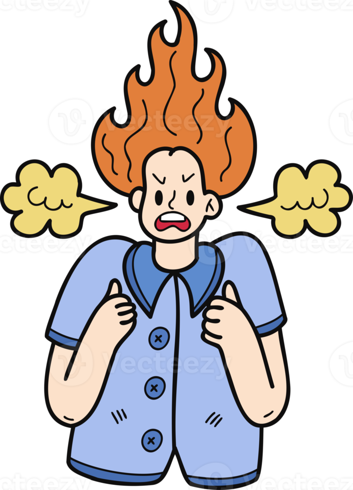 Angry business woman illustration in doodle style png