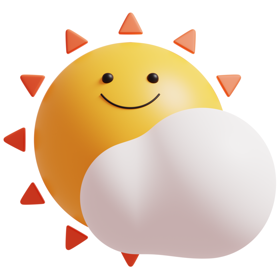 Happy sun.3D rendering. png