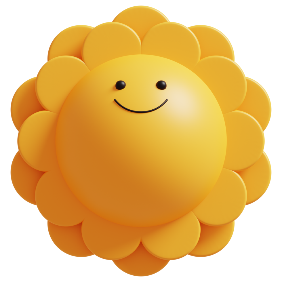 Happy sun.3D rendering. png