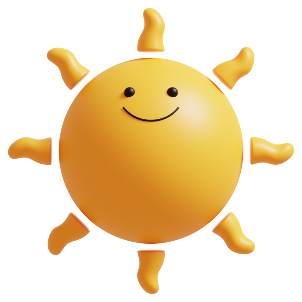 Happy sun.3D rendering. png