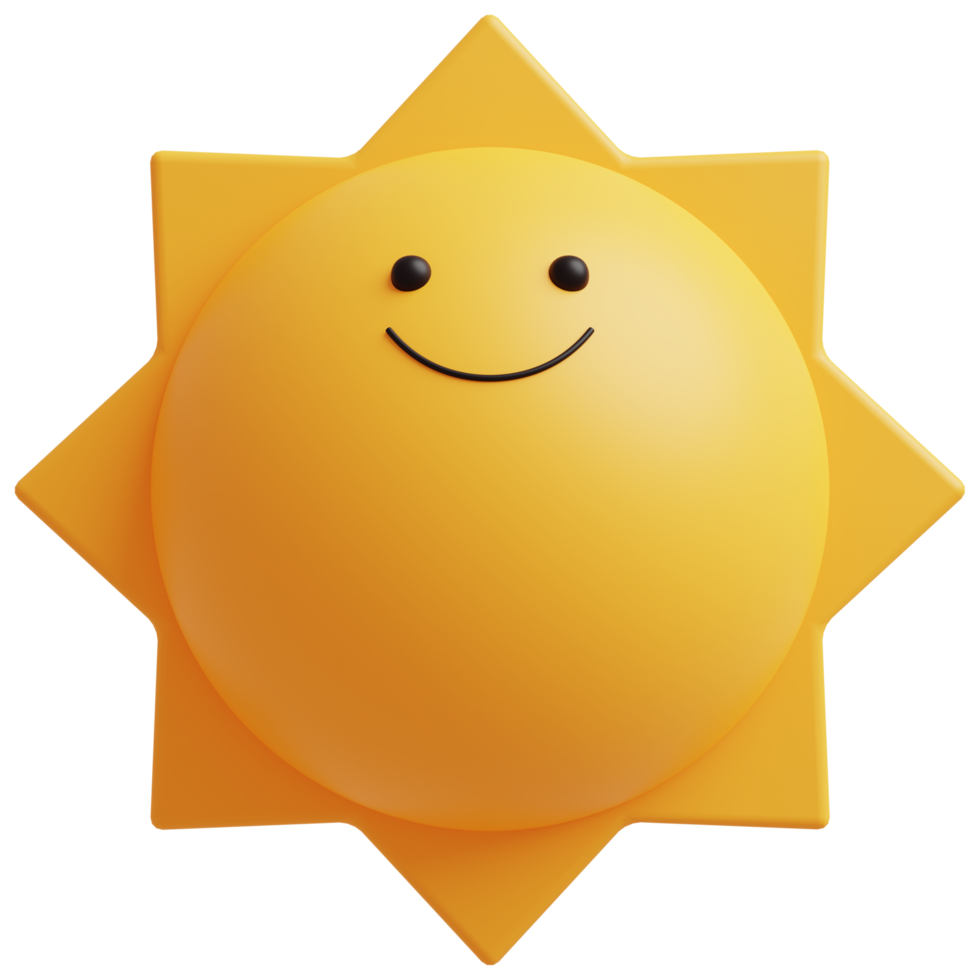 3D Sun Emoji.Happy sun, funny cute character. png