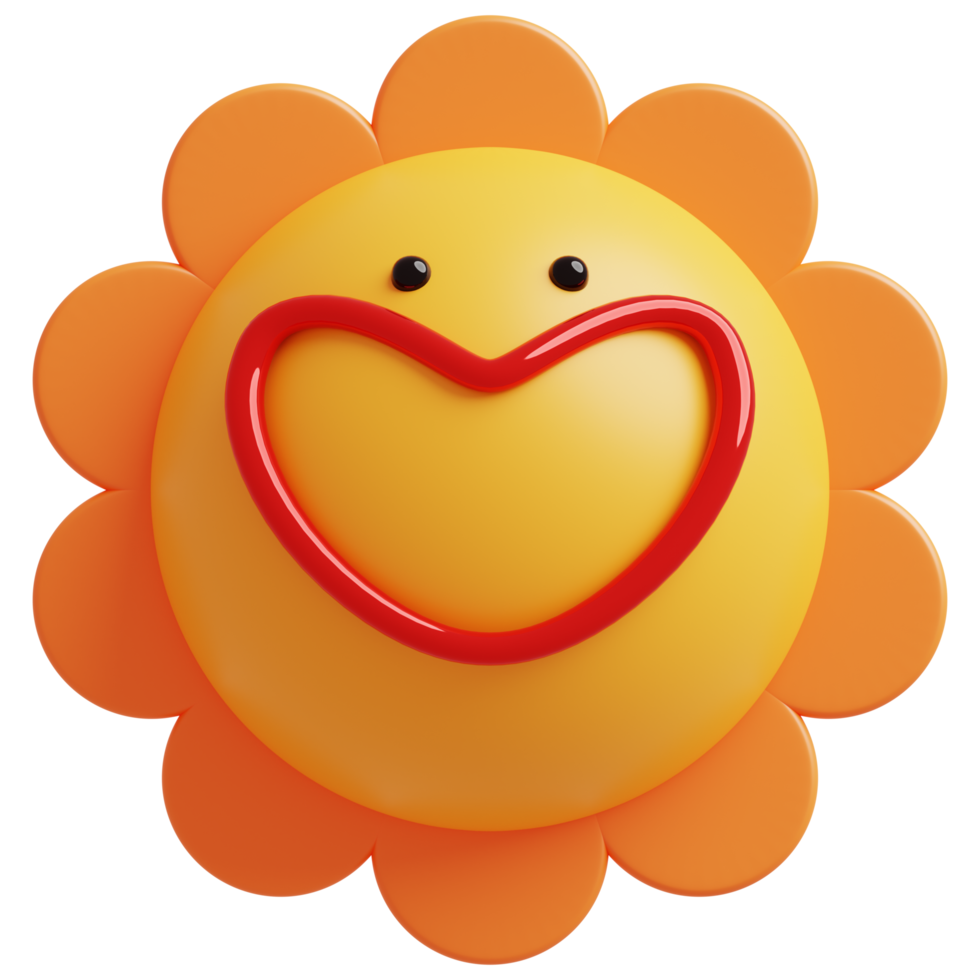 3D Sun Emoji.Happy sun, funny cute character. png