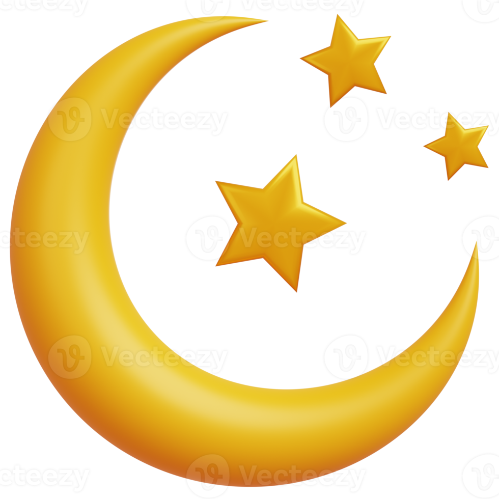 3D golden crescent moon.Minimal element style. png