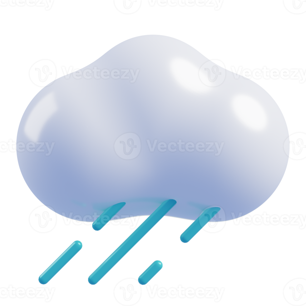 3d mignonne nuage cartoon.weather icône nuage et pluie. 3d le rendu png