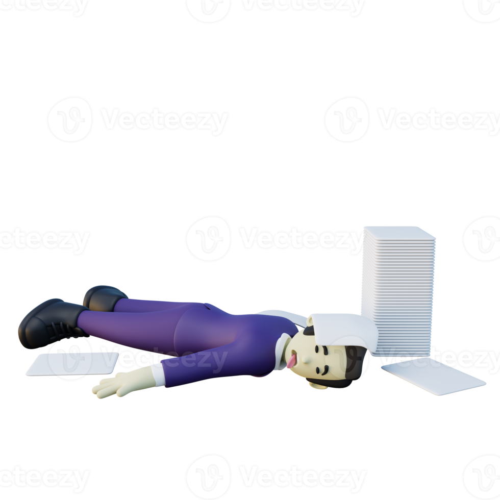 3d Illustration of Fainted Office Employee png