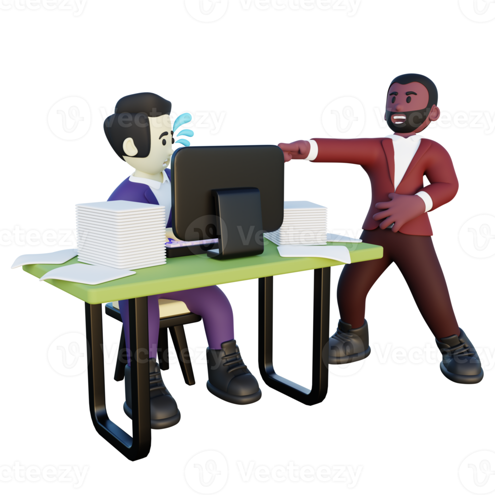 3d Illustration of Employee Getting Laughed by Boss png