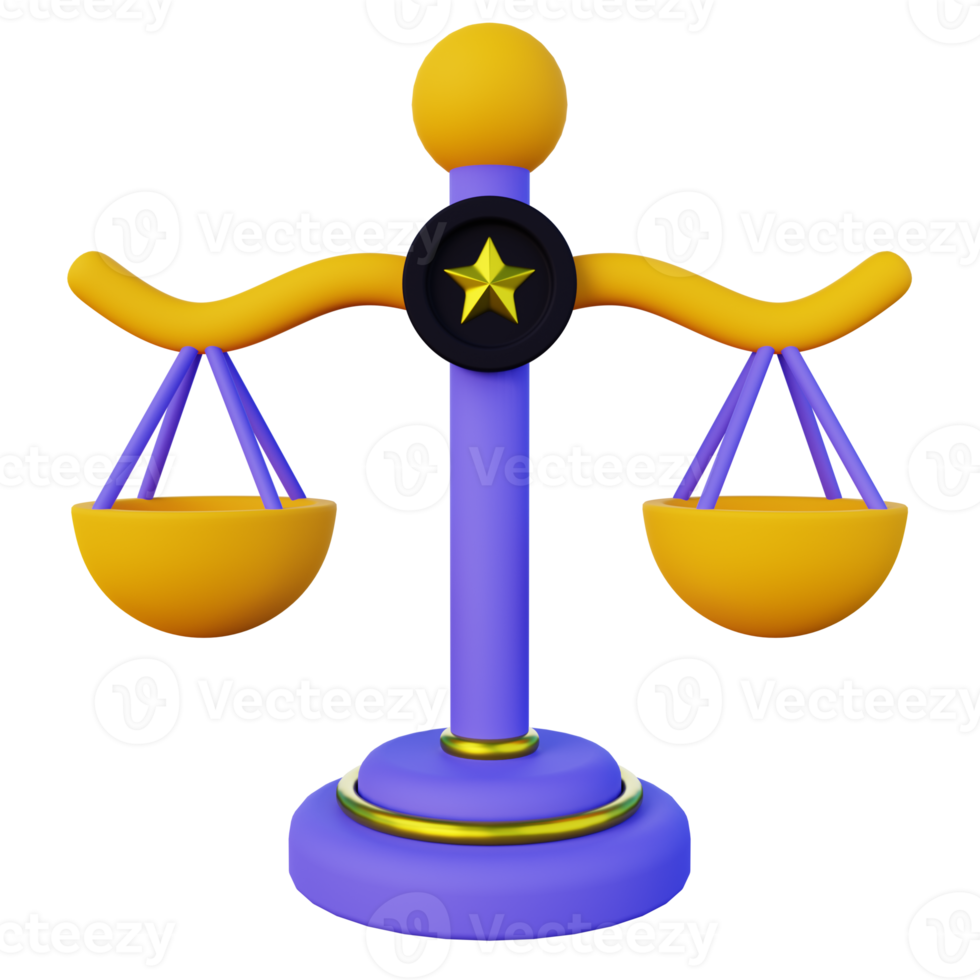 Stylized 3d illustration of law scale png