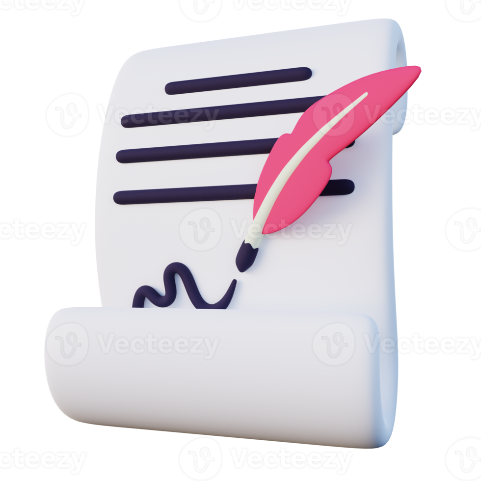 3d Illustration of Signed Document png