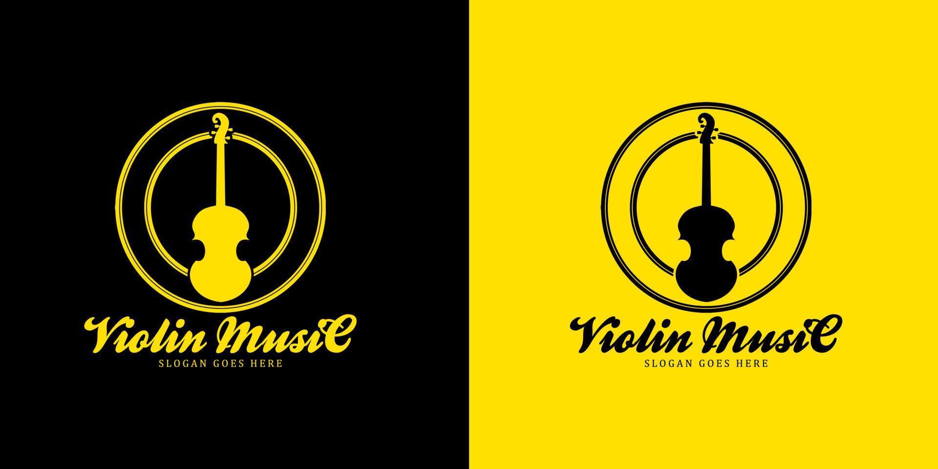 violin music logo simple design vector