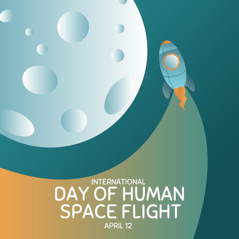 International day human space flight. 12 April Cosmonautics Day banner with rocket. Horizontal web banner. vector