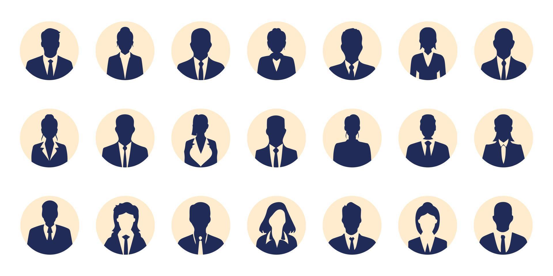Business people avatar profile head icon silhouette set business man woman user face avatars icons silhouettes vector illustration