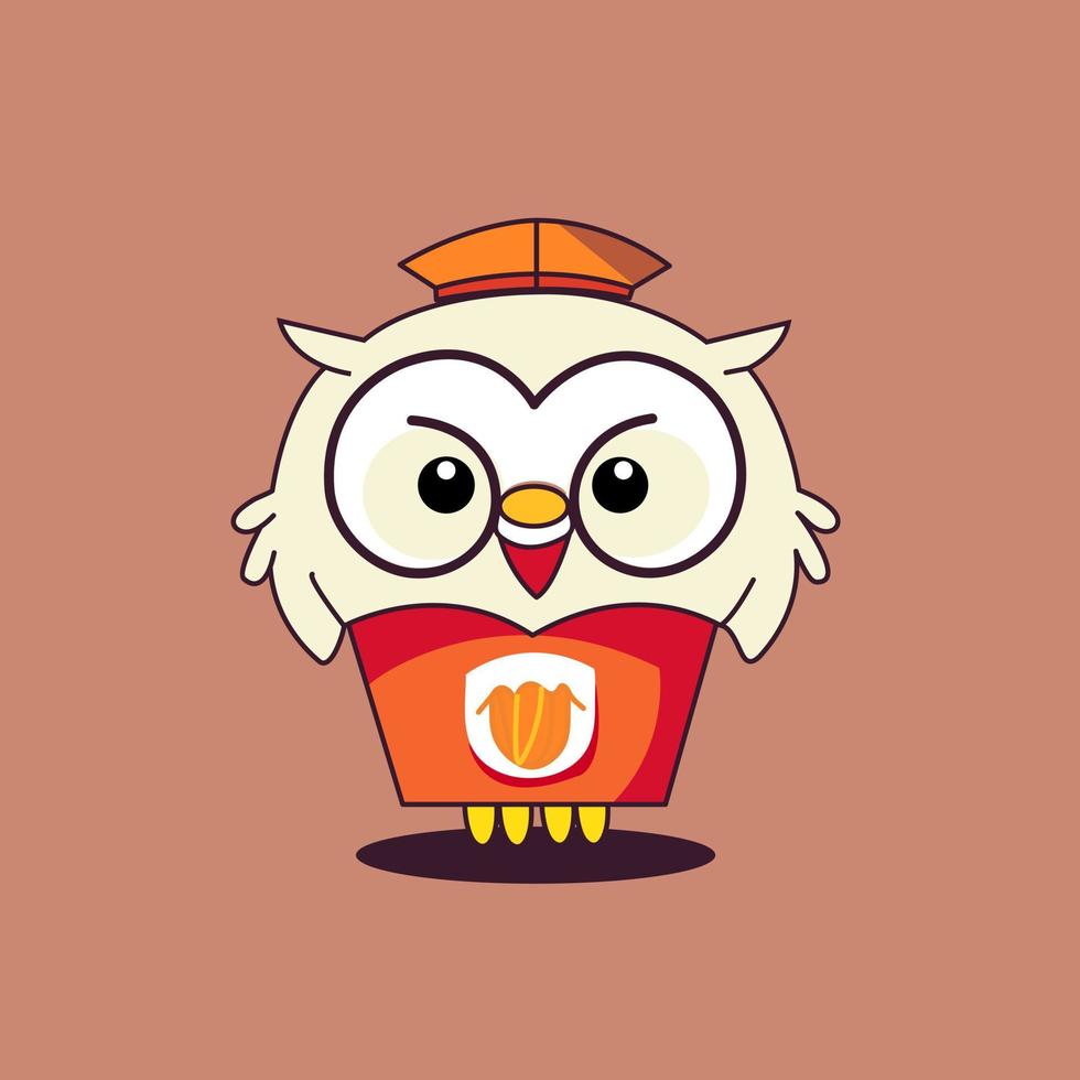 Hand drawn cute owl cartoon logo icon illustration bird character mascot cartoon doodle kawaii drawings vector