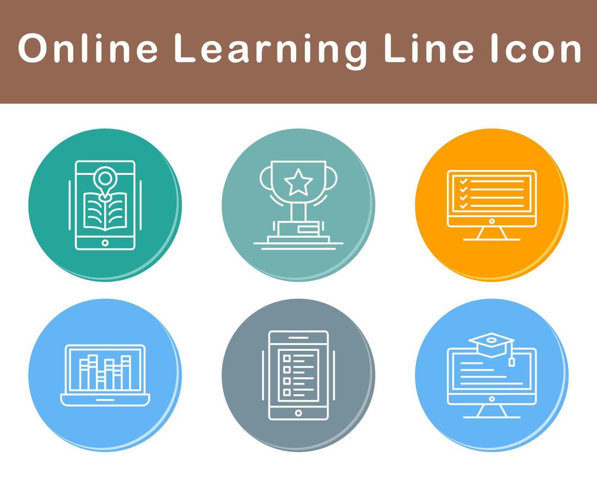 en línea aprendizaje vector icono conjunto