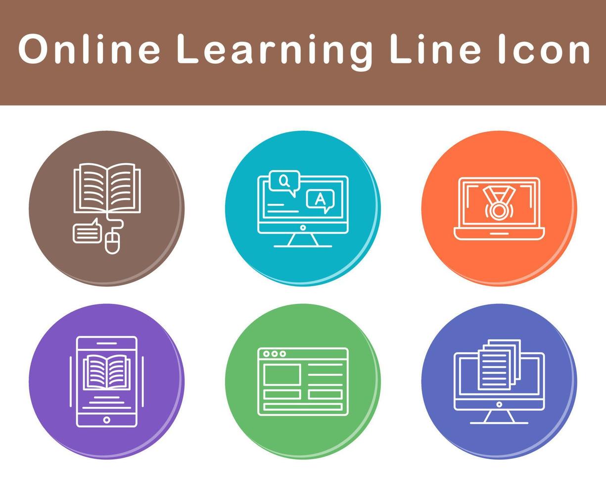 en línea aprendizaje vector icono conjunto
