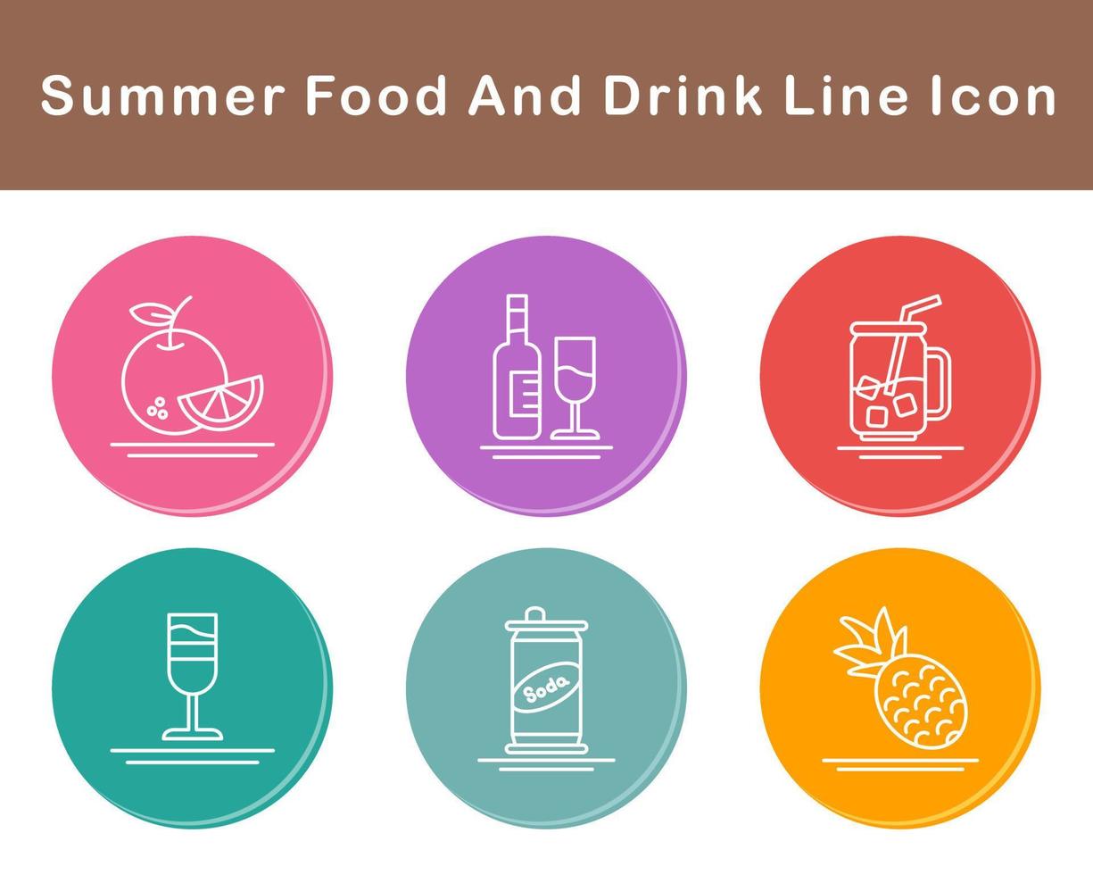 verano comida y bebida vector icono conjunto
