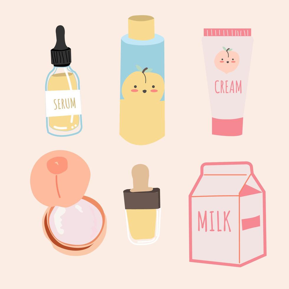 skin care stickers set vector