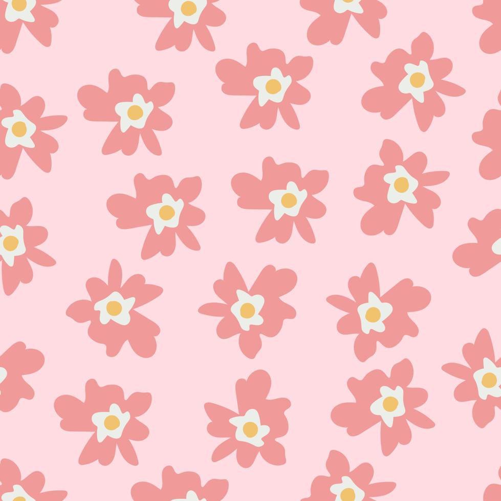 retro pink flower pattern vector