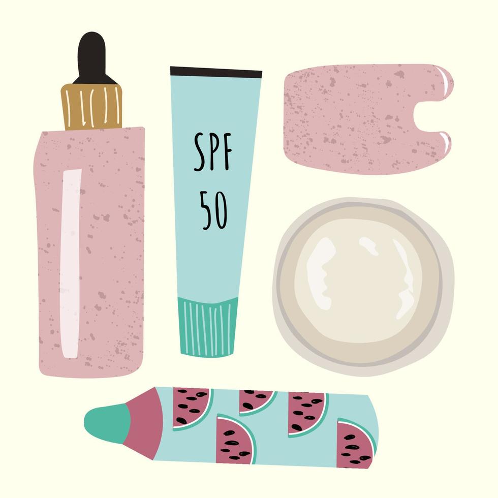 skin care stickers set vector