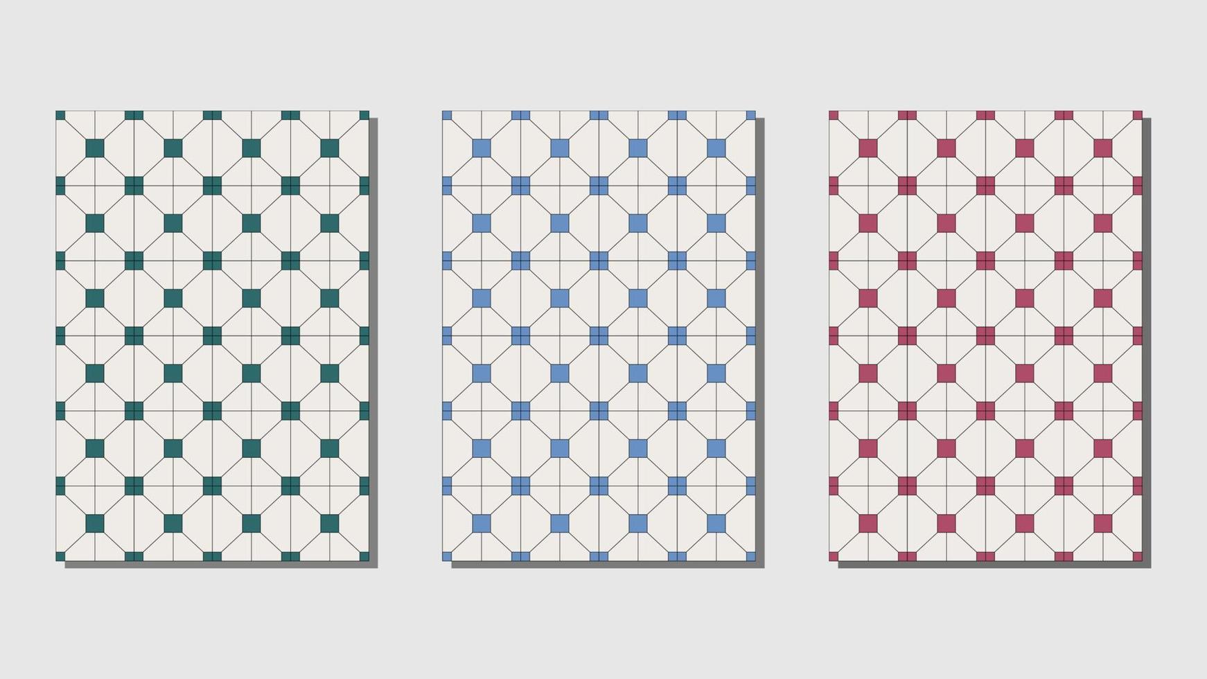 Set of seamless Hong Kong traditional vintage pattern style floor textured background. vector
