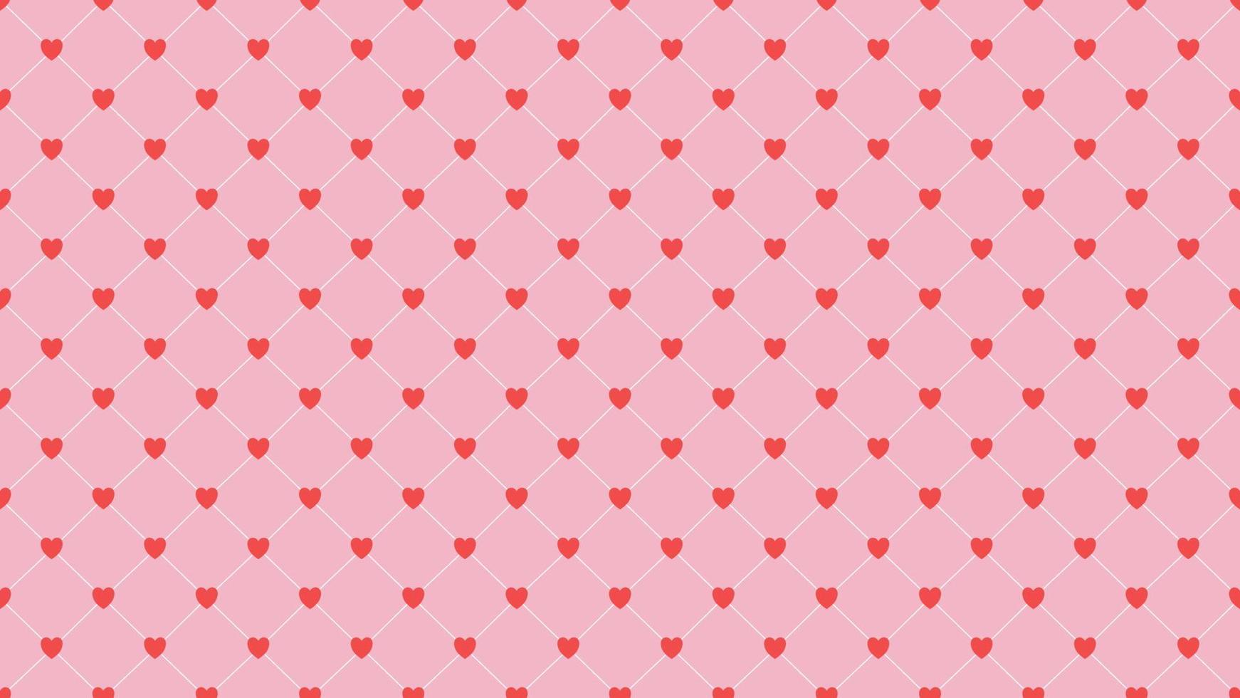 Seamless geometric pattern with red hearts. Vector repeating texture