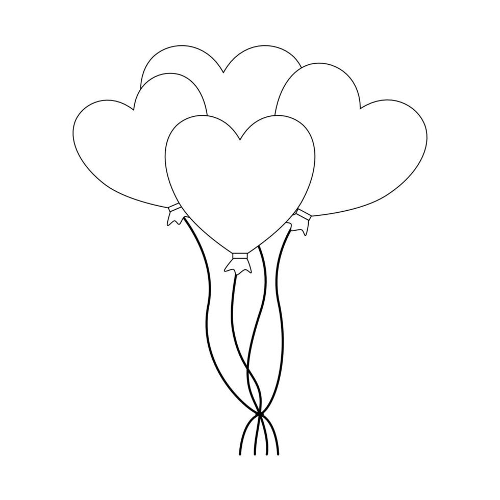 Heart shape balloon outline vector illustration clipart