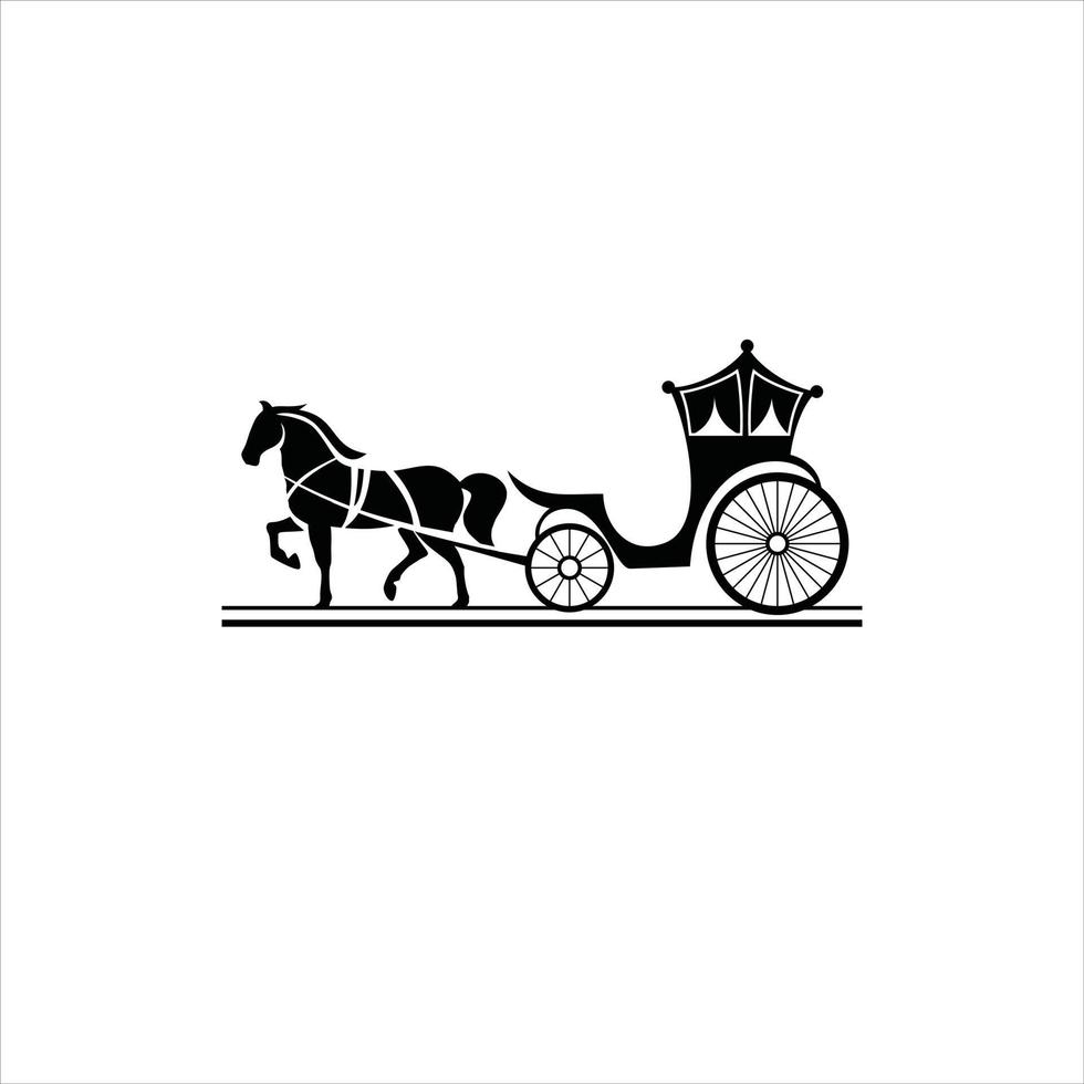 tirado por caballos carro logo icono vector