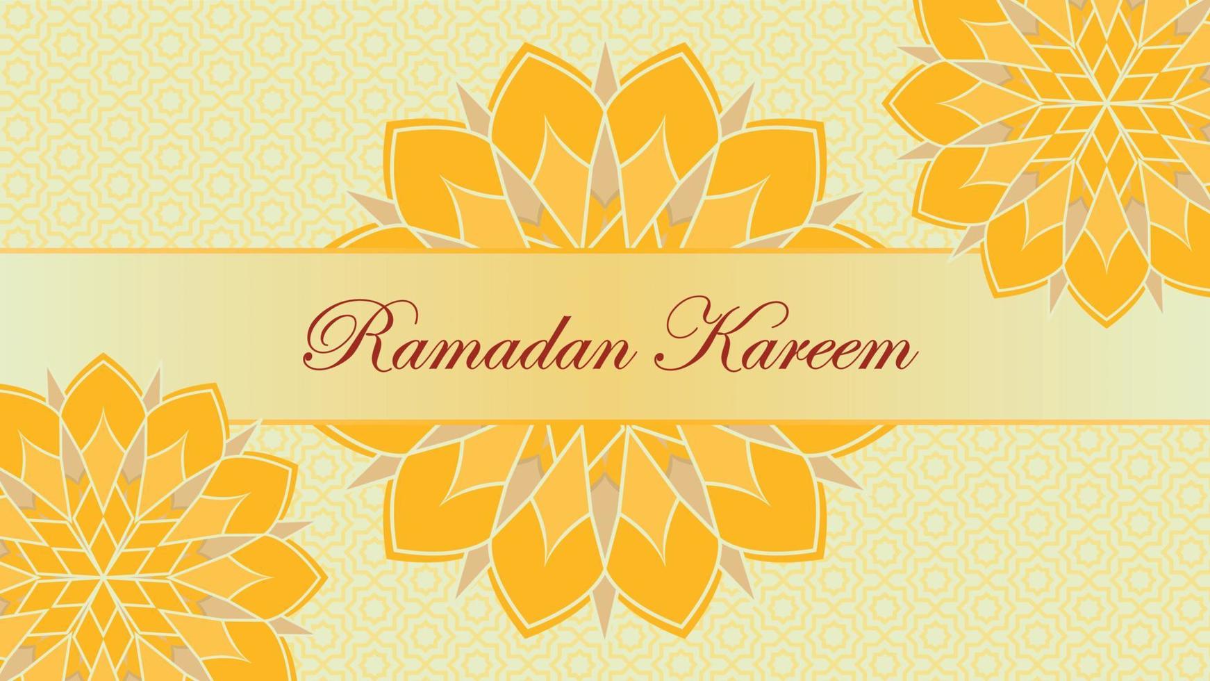 Ramadan kareem banner background template design with yellow Islamic pattern wallpaper illustration vector