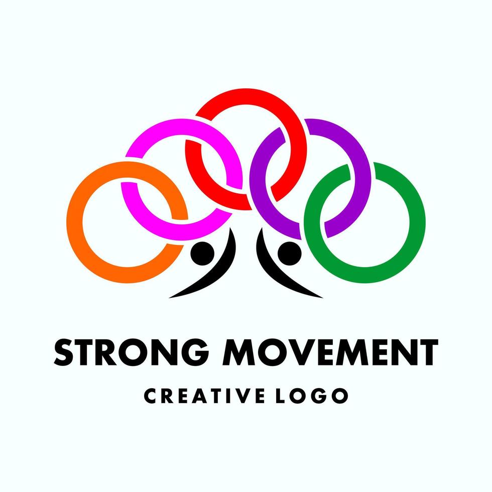 body movement icon. sports elegant vector logo template. logo for a healthy gymnastics group or community. circle and tree shape person icon, strong freshness illustration