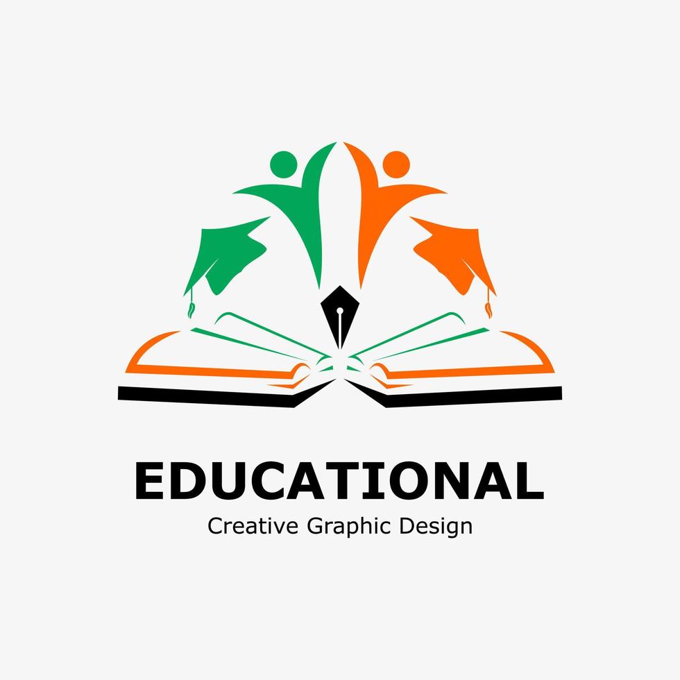 logo símbolo para educación. educación libro icono, lápiz, graduación gorra y estudiante icono. educación vector logo modelo.
