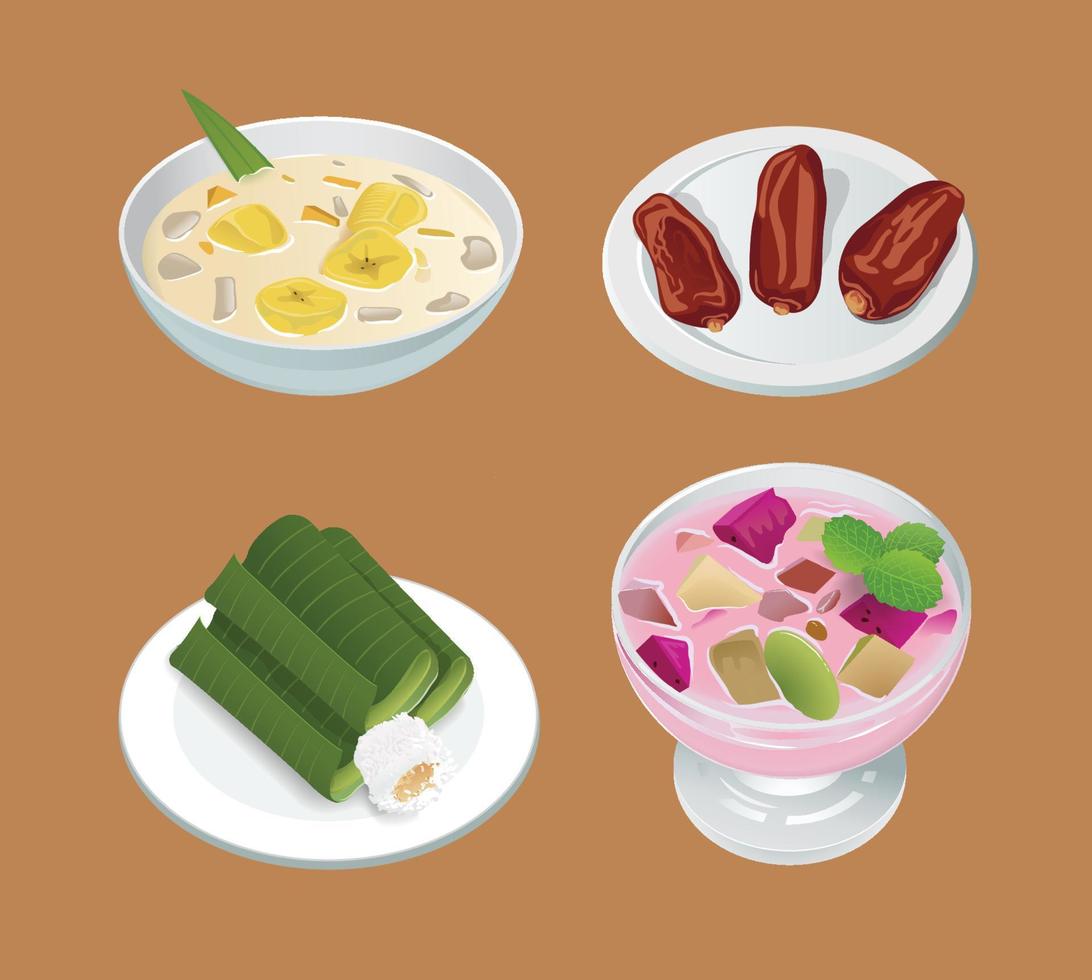 illustration of eid mubarak foods vector