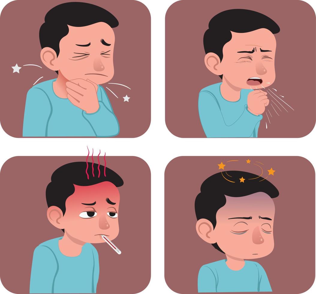 common flu symptoms illustration vector