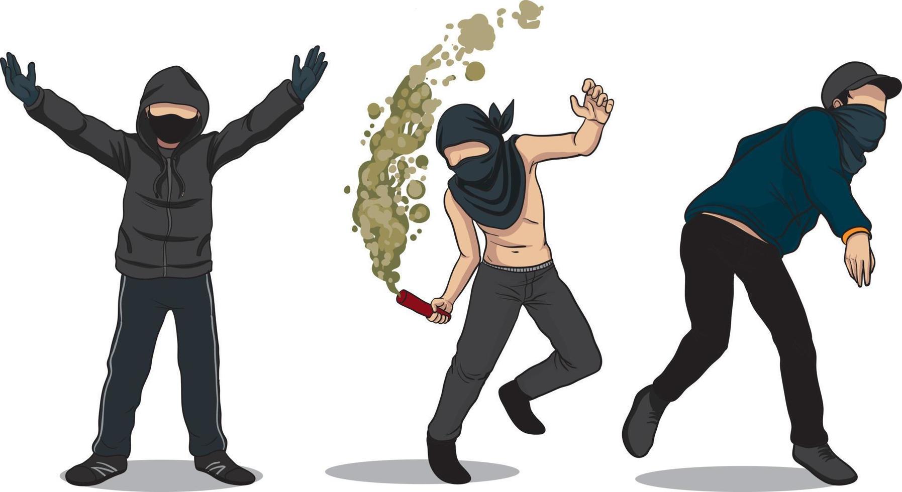 illustration of ultras riots, fanatic football fans riots vector