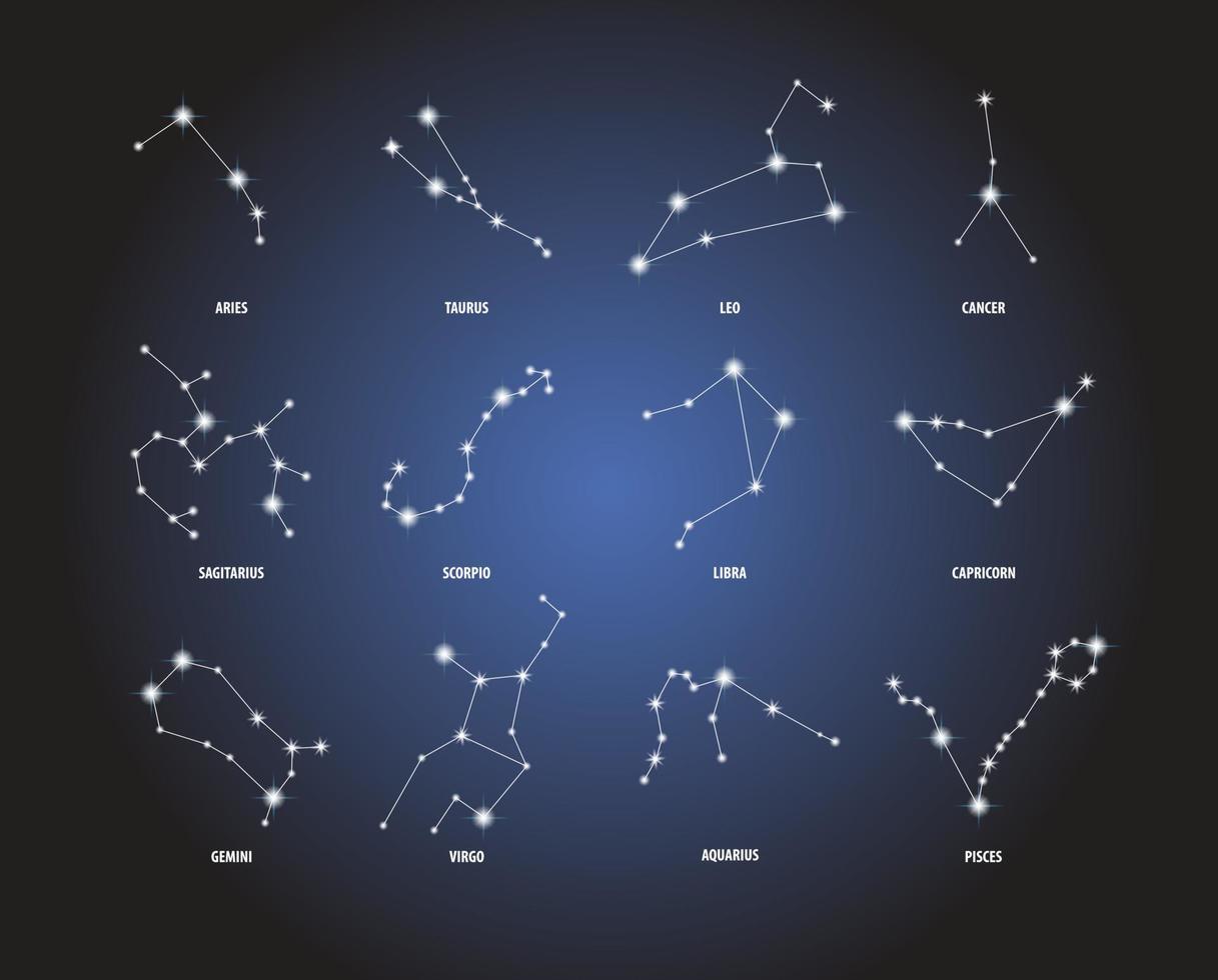 set of zodiac constellations vector