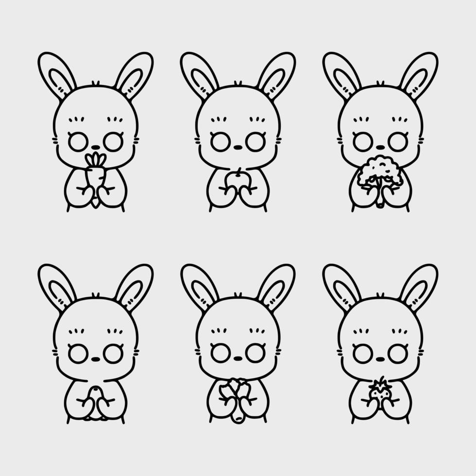 Easter bunny doodle set vector