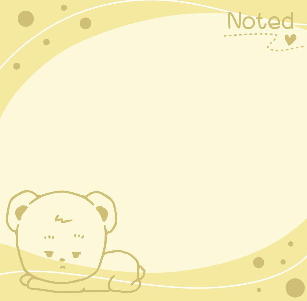 cute hand drawn doodle white bear note paper. Cute card vector illustration.