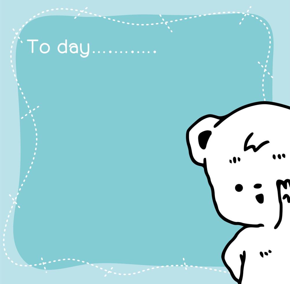 cute hand drawn doodle white bear note paper. Cute card vector illustration.