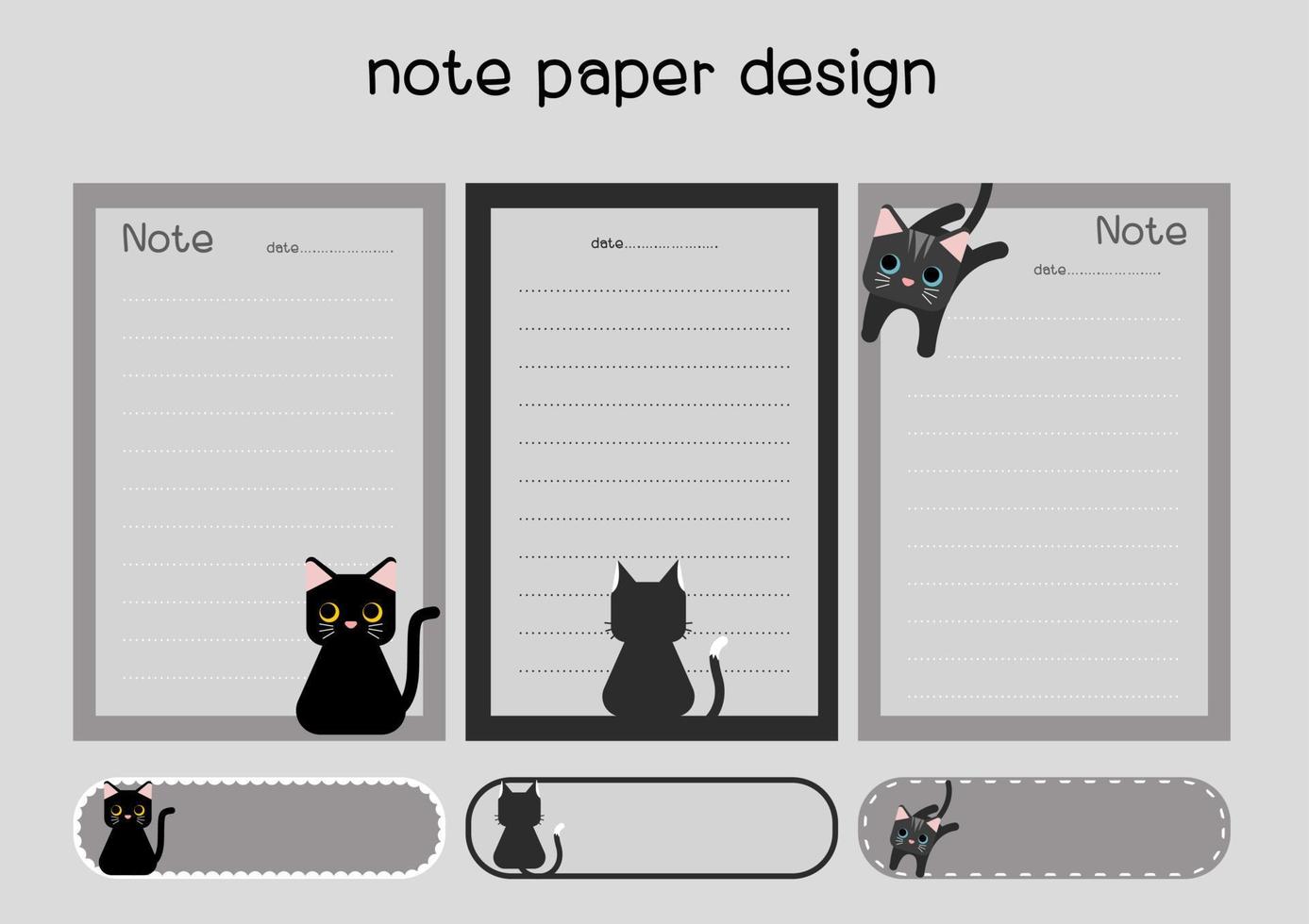 negro gato en Nota papel diseño. negro gato modelo en Nota papel vector