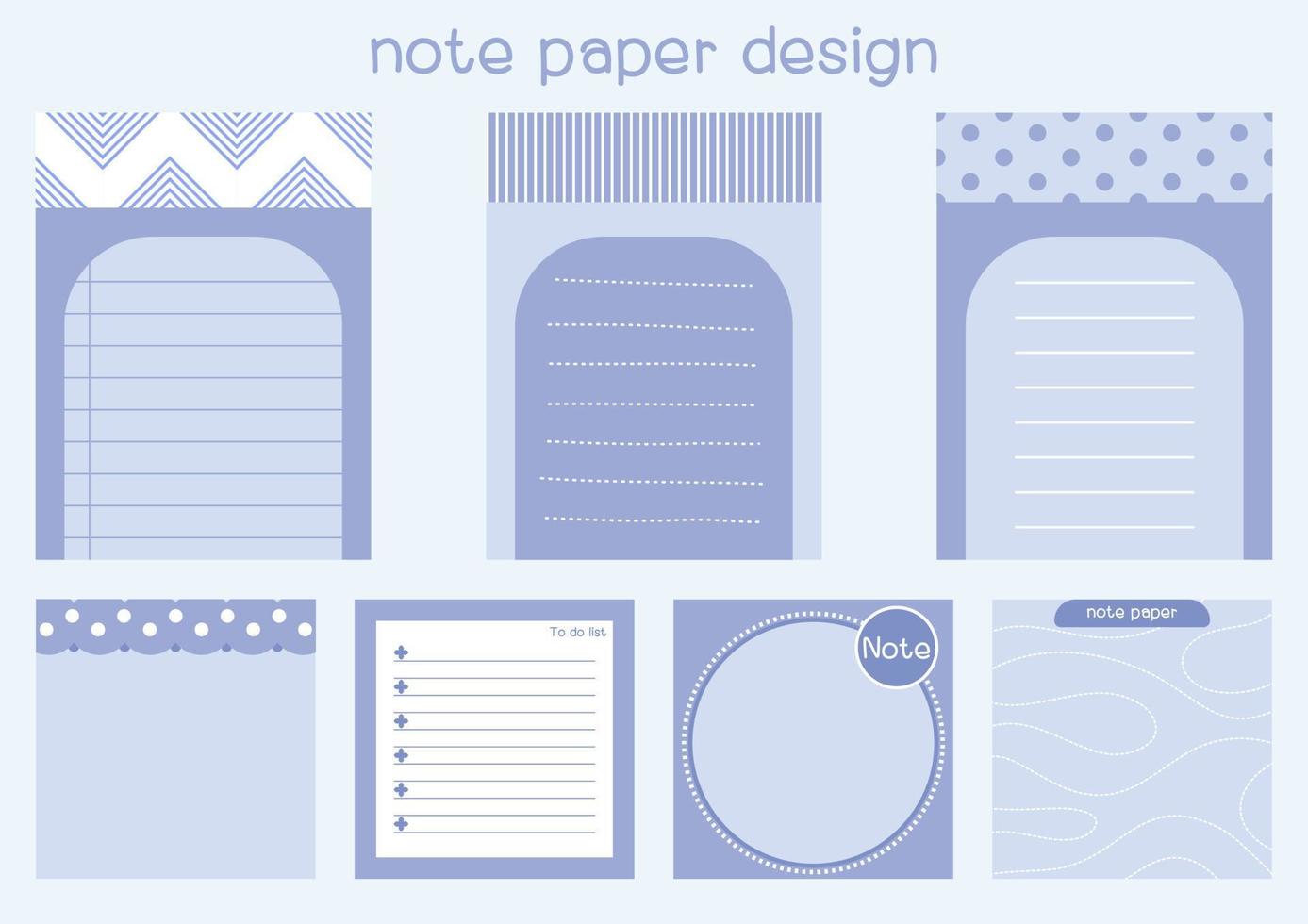 Set of note paper design in purple pastel color tone vector