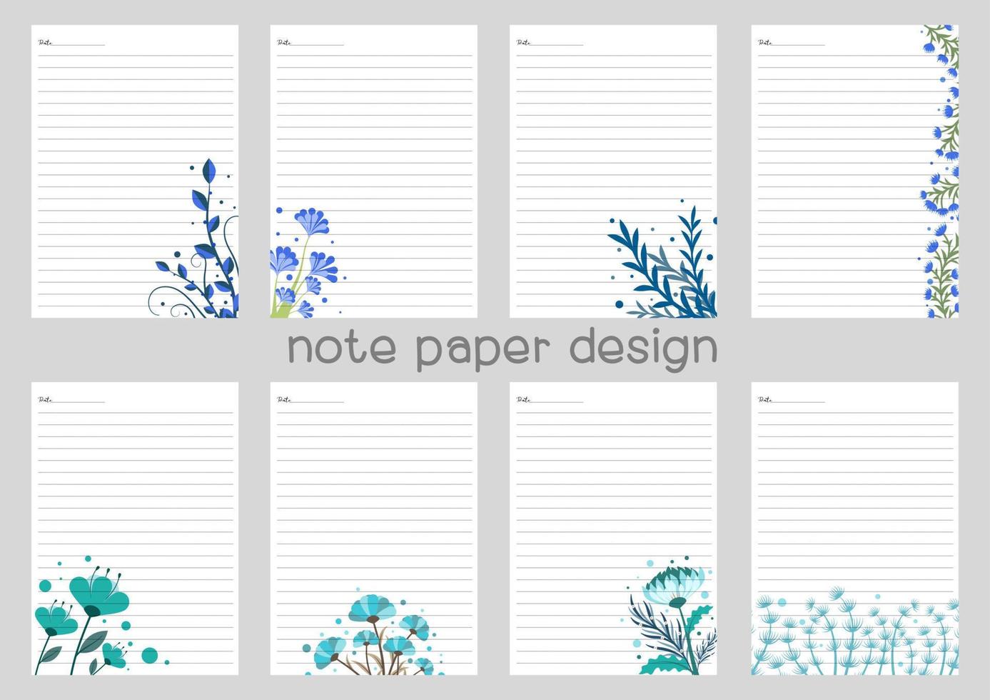 Note paper vector design flower and leave pattern