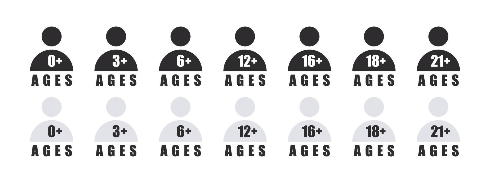 Age requirement icons. Age restriction of users. age limit
