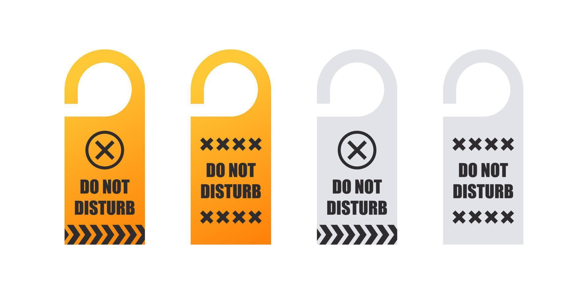 Hotel door tag. Door hanger signs. Do not disturb, tag of hotel room door. Vector Scalable graphics