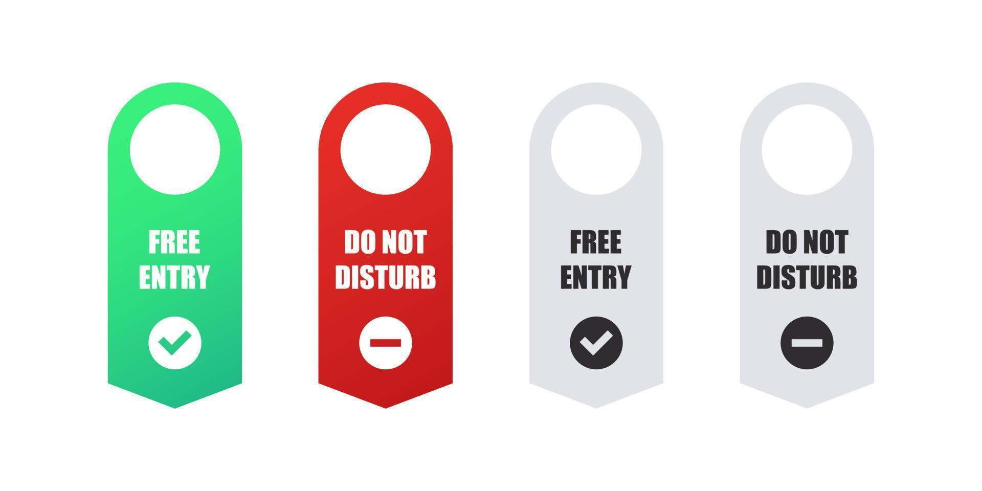 Door hanger signs. Do not disturb, conceptual of hotel room door hanger. Vector Scalable graphics