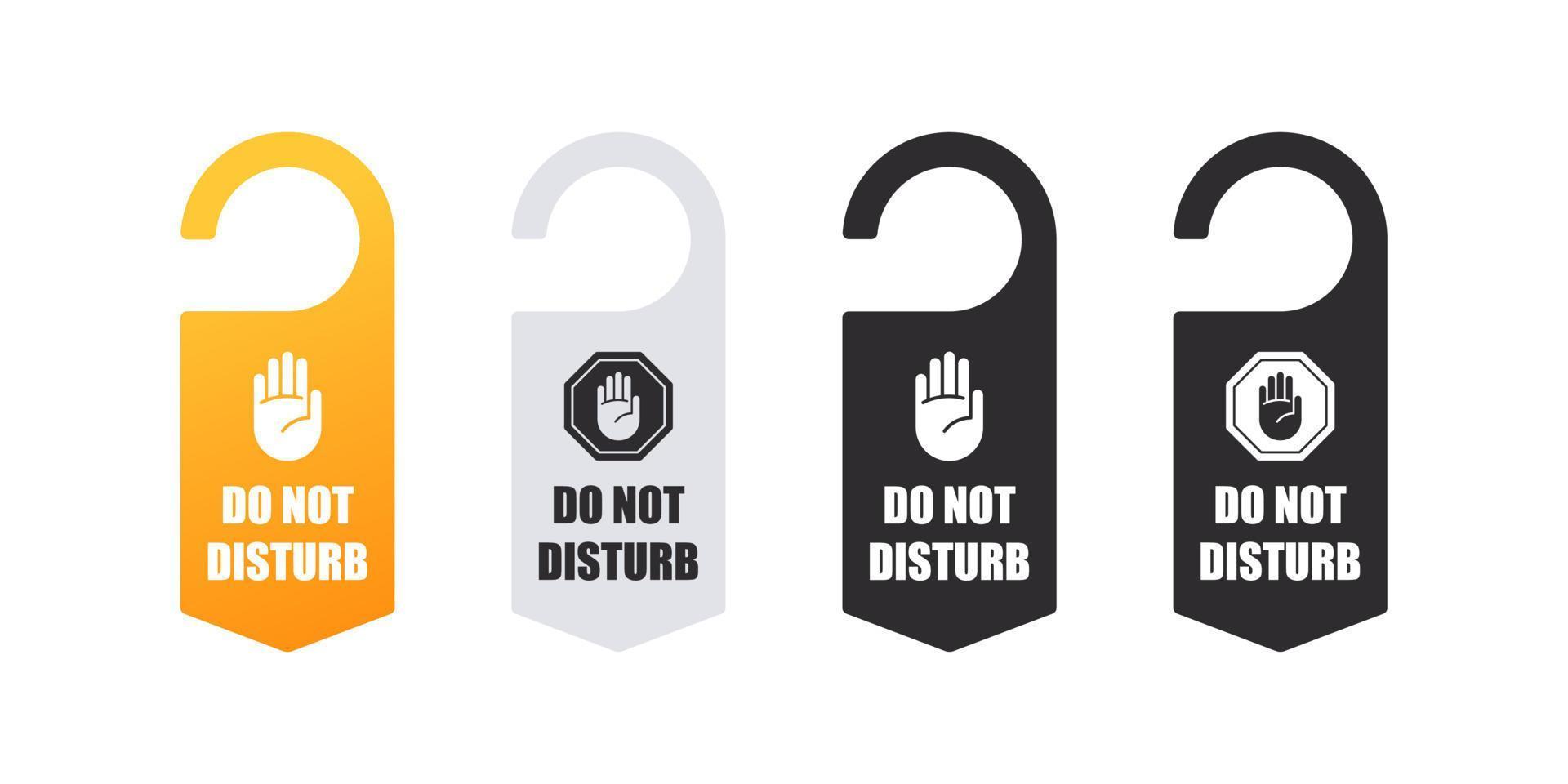 Door hanger signs. Warning sign. Do not disturb, signs of hotel room. Vector Scalable graphics