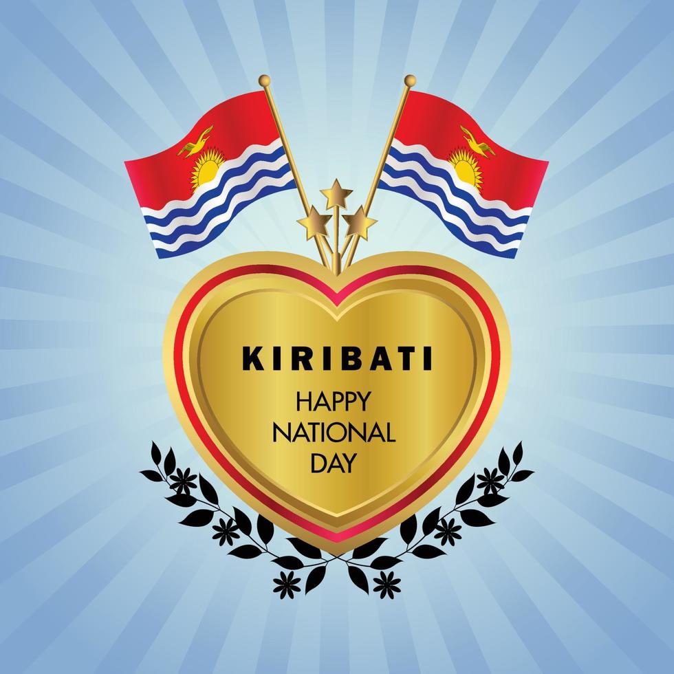 Kiribati bandera independencia día con oro corazón vector