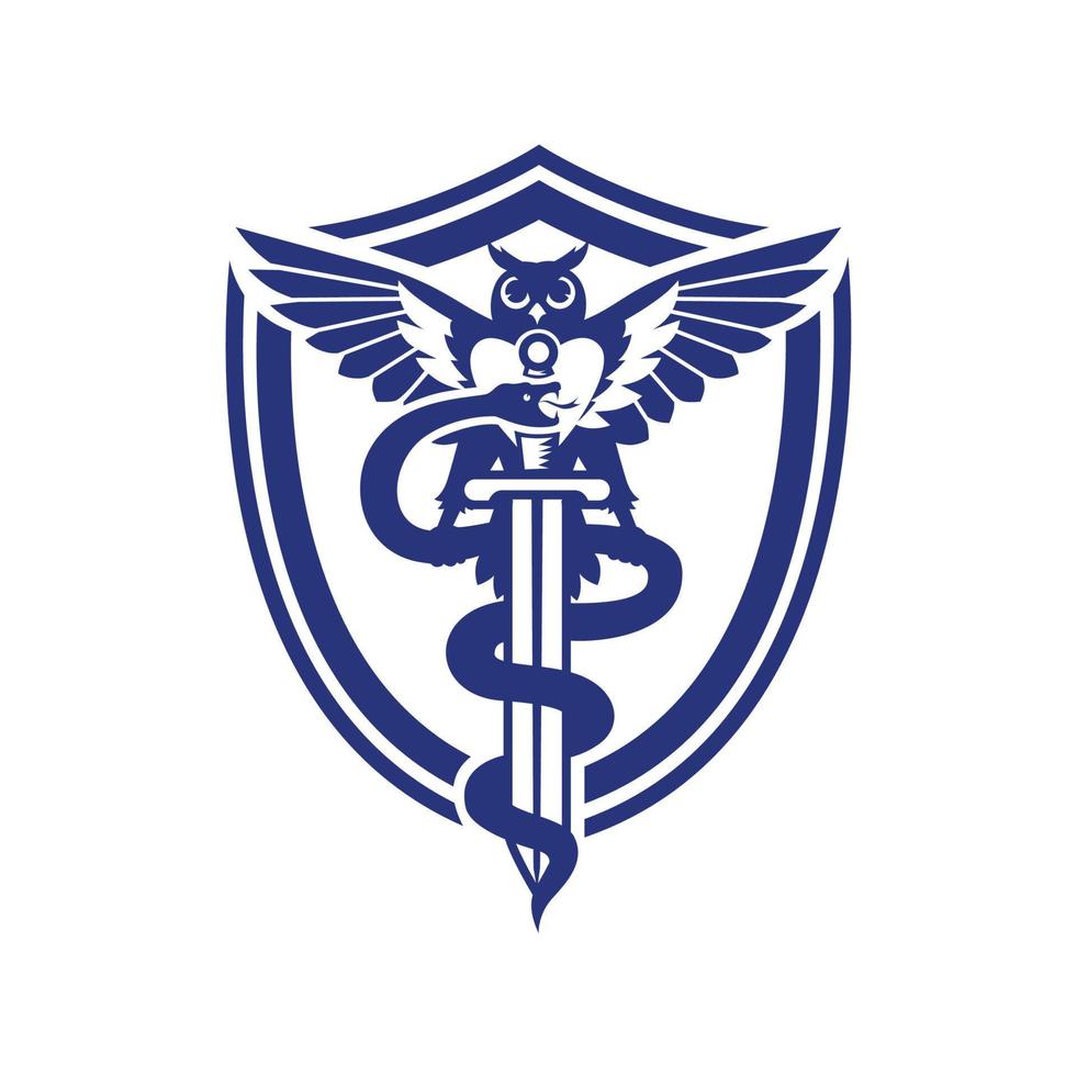 Shield Owl and Snake Logo vector