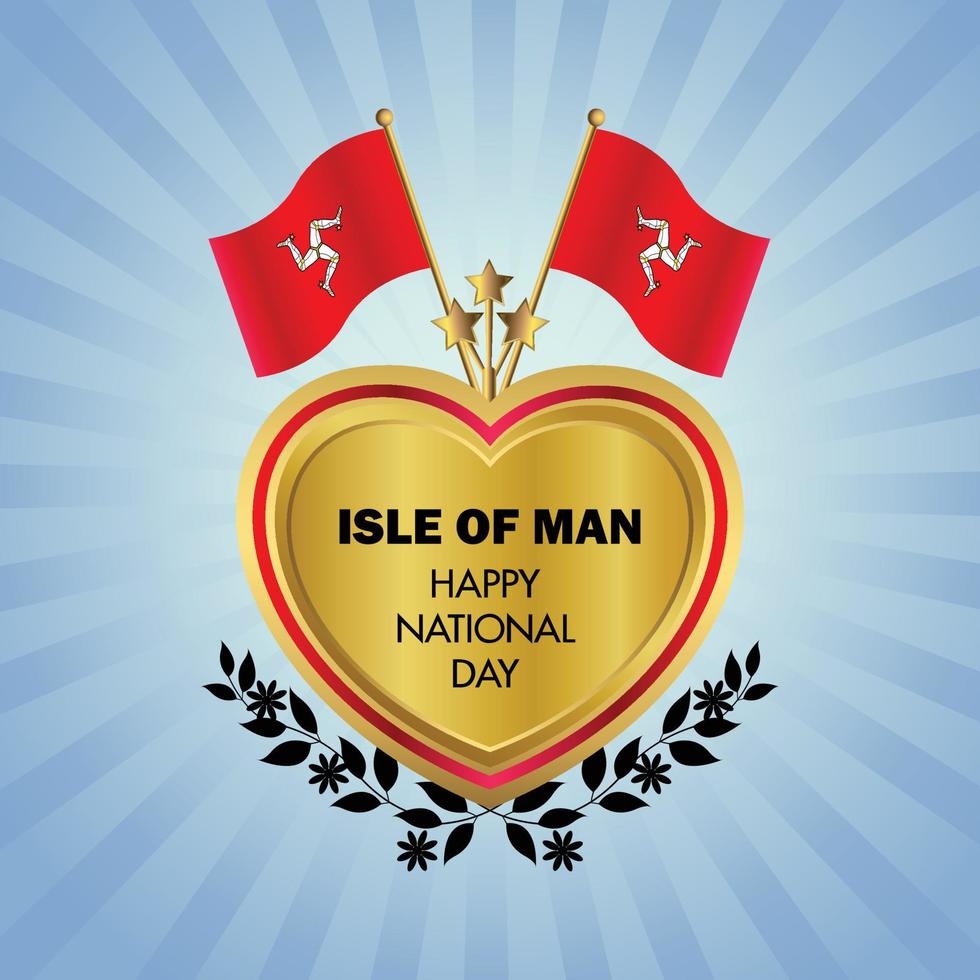 Isle of Man flag Independence Day with Gold Heart vector